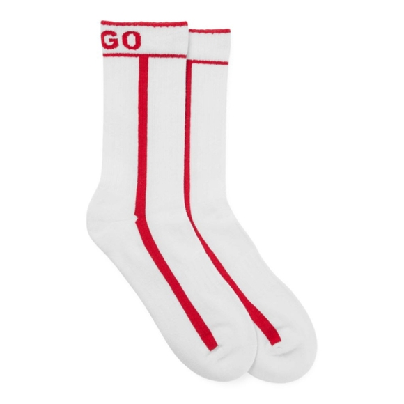 Hugo Boss 2-pair socks with stripes and logo, Quarter Length, Size 7-13, NWT - Picture 1 of 6